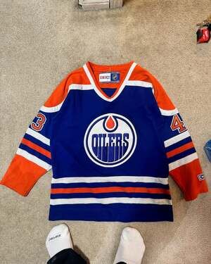 Vintage CCM Edmonton Oilers Jason Strudwick Youth L/XL Hockey Jersey